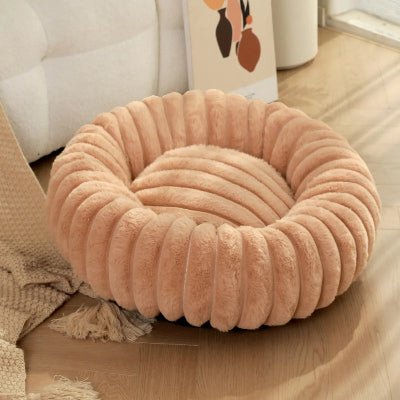 coussin chien rond beige kaki