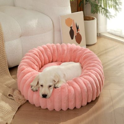 apaisant coussin chien rond rose