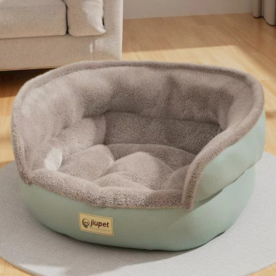 joli canape chien circulaire bleu
