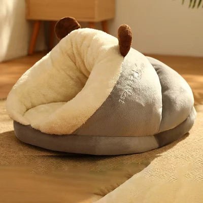 lit chien niche gris