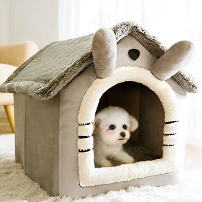 niche chien interieur maisonnette grise