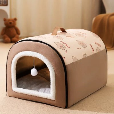 jolie niche interieur chien marron