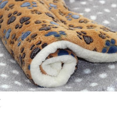 tapis pour chien polaire marron paw print