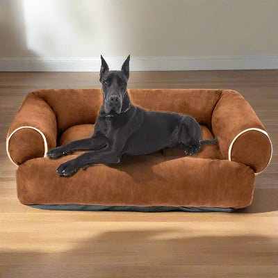 suede canape chien daim marron