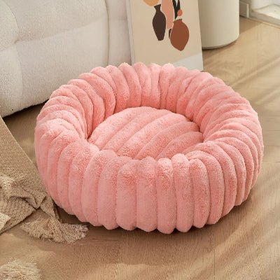 coussin chien rond rose velour