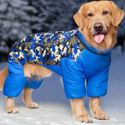 Doudoune pour Chien - WarmJacketDog™ - Camouflage Bleu - Chien Ravi