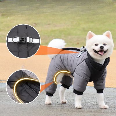 Doudoune pour Chien - WarmJacketDog™ - Gris - Chien Ravi