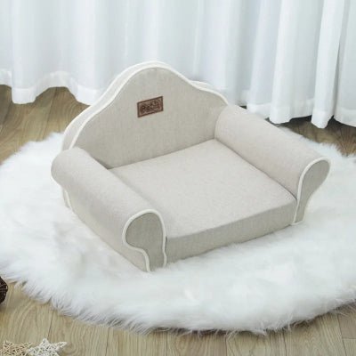 fauteuil chien lin élégant beige