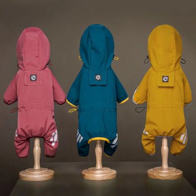 trois impermeables pour chien lotus rose bleu jaune