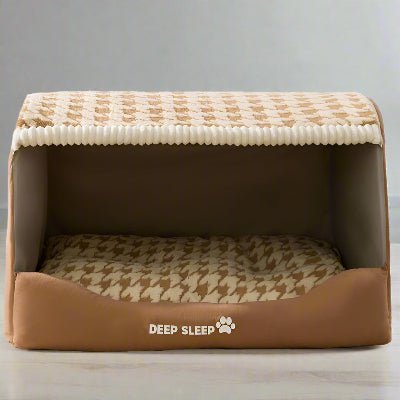 niche chien pied de poule marron