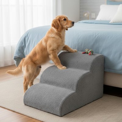 Rampe escalier pour chien gris