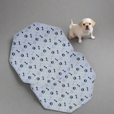 deux tapis absorbant chien gris