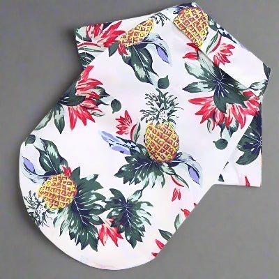 blanc vetement pour chien hawaiian ananas